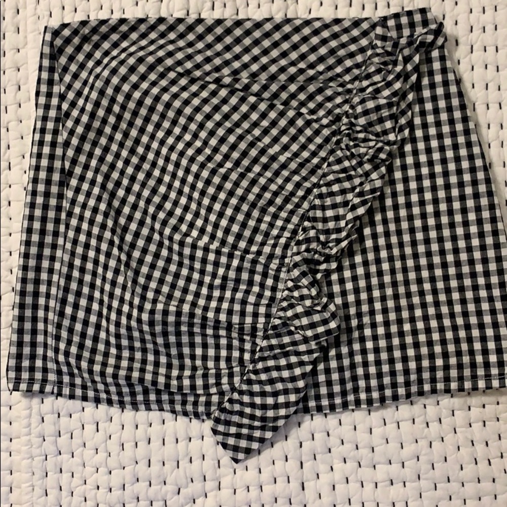 Black and White Gingham Mini Skirt